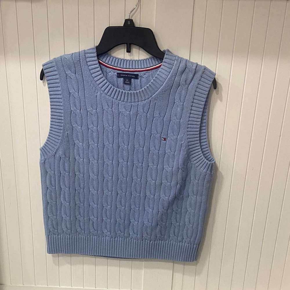Tommy Hilfiger Men's Light Blue Cable Knit Sweater Vest